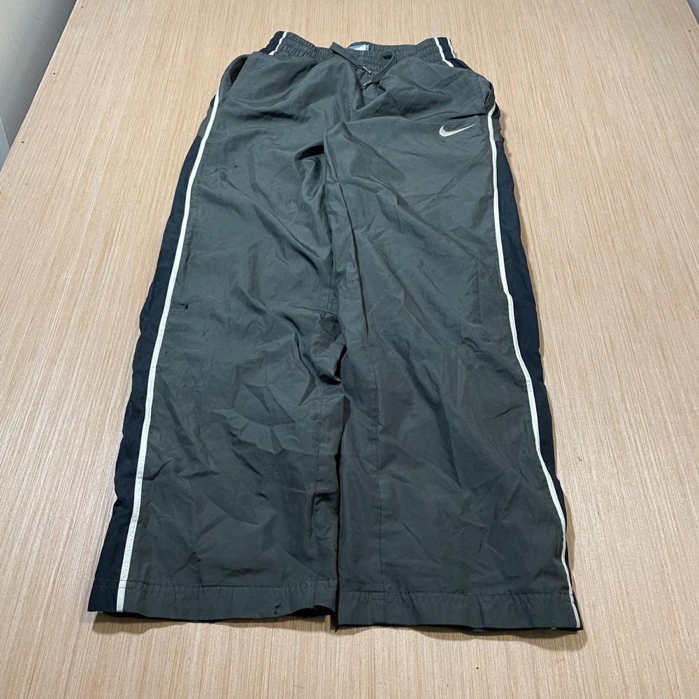 Nike Track Pants Womens Charcoal Grey Side Stripe Drawstring Athletic Relaxed